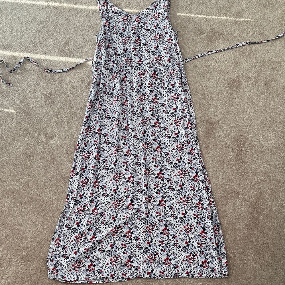 Red White and Blue Floral Patterned Summer Dress